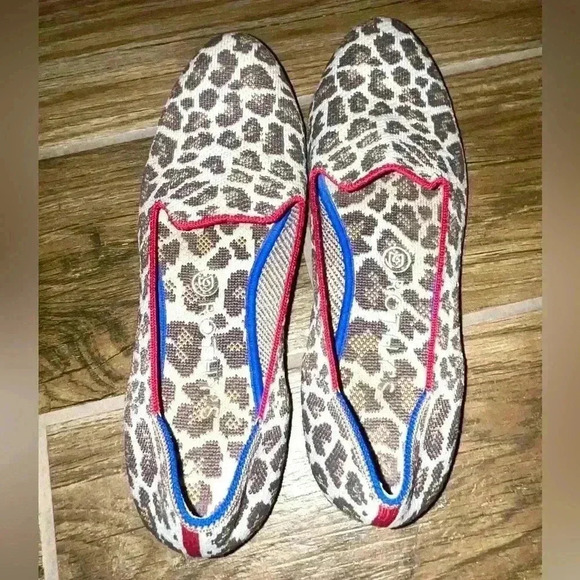 Rothy's Loafer Retired Mocha Spot Animal Leopard Print Round Toe Flat Loafers - Picture 2 of 4